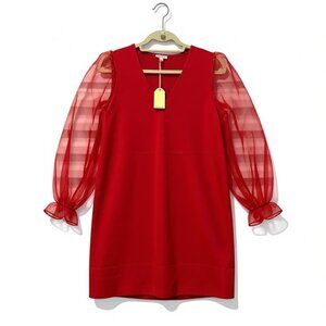 JODIFL Mini Sheer Dress Small Red Merry Christmas Holiday Festive Party Nightout